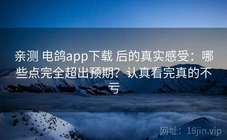 亲测 电鸽app下载 后的真实感受：哪些点完全超出预期？认真看完真的不亏