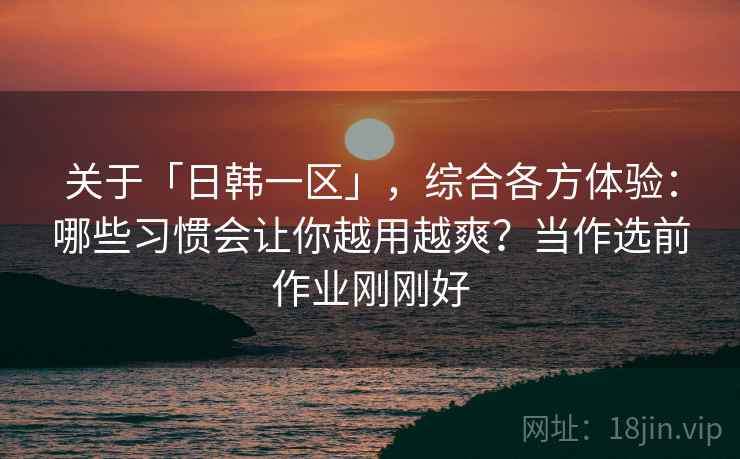 关于「日韩一区」，综合各方体验：哪些习惯会让你越用越爽？当作选前作业刚刚好