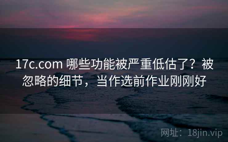 17c.com 哪些功能被严重低估了？被忽略的细节，当作选前作业刚刚好